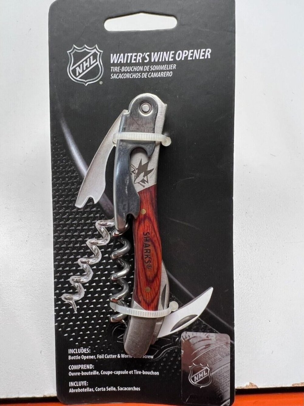 San Jose Sharks Wine Bottle Opener Waiter Style TSV Home NHL Official Merch